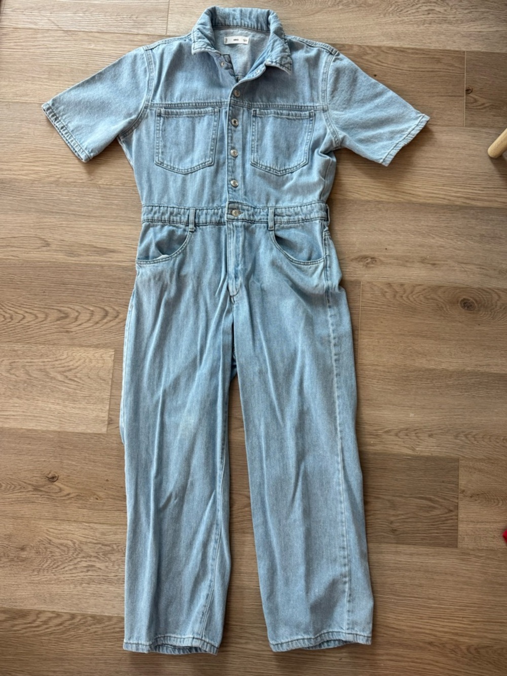 Light Wash Denim Short Sleeve Jumpsuit